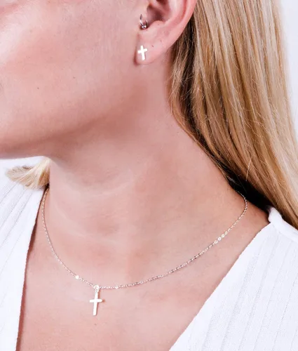 Vista 16 de Collar de cruz de oro para mujer, collares con colgante de cruz minimalista, longitud de 16 a 18 pulgadas, joyería cristiana hecha a mano, regalo