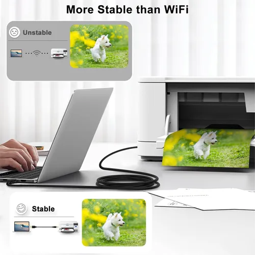 Vista 3 de Cable de impresora, paquete de 2 cables USB A a B de 6 pies, cable de impresora USB 2.0 tipo A a tipo B macho USB A a USB B de alta velocidad