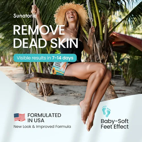 Vista 2 de SUNATORIA Máscara exfoliante para pies (paquete de 2) – Mascarilla exfoliante para pies secos agrietados y callos – Mascarilla de piel suave al Aloe