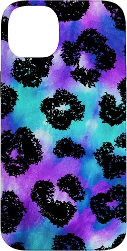 Vista 15 de iPhone 16 Purple Turquoise Black Leopard Tie Dye Print Cheetah Pattern Case