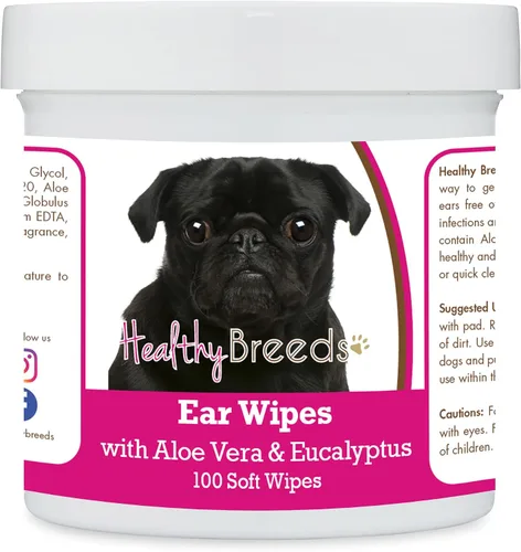 Vista 204 de Healthy Breeds Affenpinscher Toallitas de limpieza de oídos con aloe y eucalipto para perros, 100