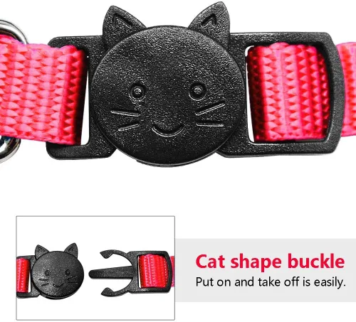 Vista 3 de WFRLQ Collar de gato, collares de identificación de gato personalizados bordados de nylon con campana - Texto personalizado con nombre de mascota
