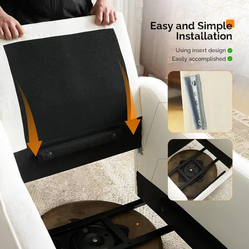 Vista 5 de VINGLI Silla giratoria moderna de estilo mitad de siglo, sillón tapizado 360°, sofá para el hogar con brazos de seguimiento para sala de estar
