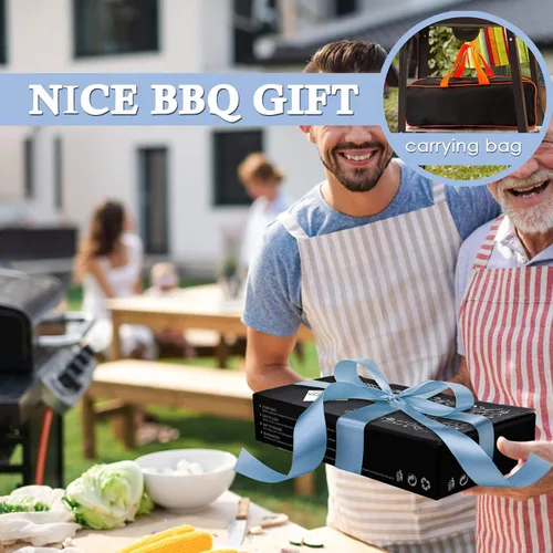 Vista 7 de HaSteeL Juego de 7 accesorios para parrilla de barbacoa, juego de herramientas de parrilla de acero inoxidable con bolsa de almacenamiento, espátula
