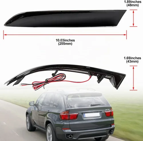 Vista 6 de Luces reflectoras LED para parachoques trasero 2010-2013 B-MW X5 E70 LCI sin M Sprots Red Led Tail Driving Parking Lamps Full Strip LED Reflector