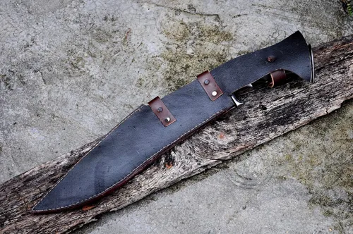 Vista 8 de Cuchillo kukri moderno Cheetlange de hoja de 13 pulgadas de largo con templado, afilado, listo para usar