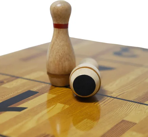 Vista 2 de Juego de alfileres de bolos de tejo con 10 pines de bolos de madera dura de alta calidad, bola de boliche triangular Durabel de resina y bolsa
