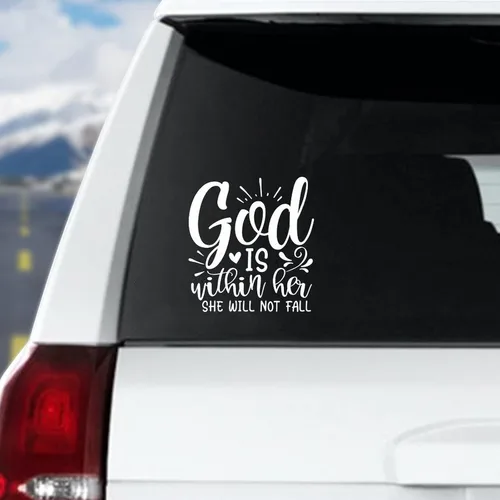 Vista 10 de ArogGeld Calcomanías de vinilo con versículos de la Biblia para coche, calcomanías de Dios bendiga religioso cristiano para automóvil, calcomanías