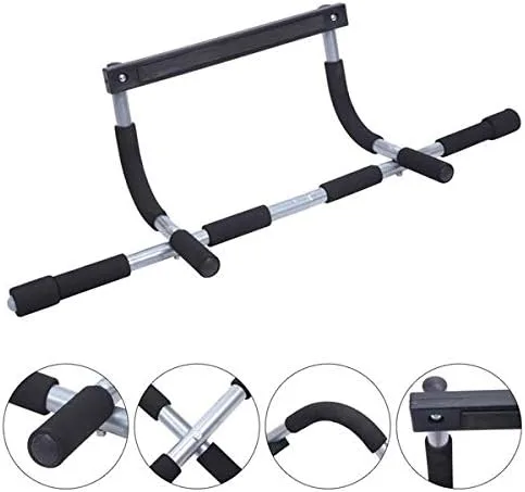 Vista 5 de Barra de dominadas para puerta de fitness, equipo de gimnasio portátil para interiores, multiagarre fuerte para puerta Barra de dominadas