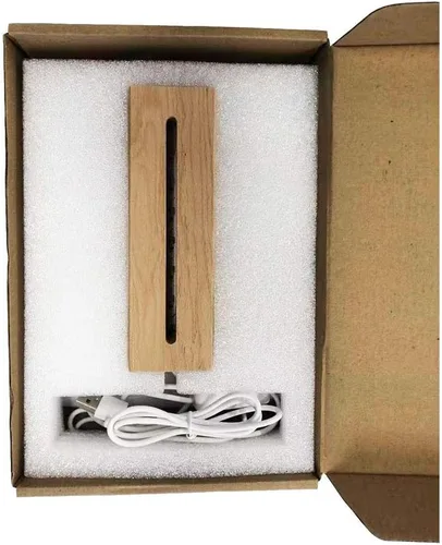 Vista 6 de QOMOLANGMA Base de exhibición de luces LED en blanco para grabar, base de lámpara LED de madera, interruptor de cable USB, luz nocturna moderna