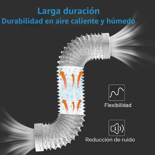 Vista 4 de HOOMESUN - Manguera de ventilación para secadora de 4 pulgadas, 3 pies, conducto flexible resistente para escape, conducto de aluminio de 6 capas