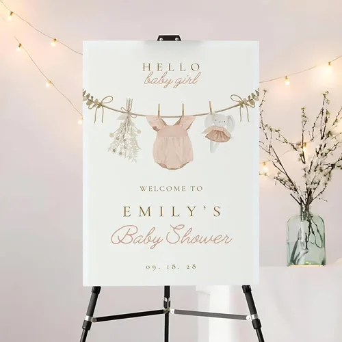 Vista 3 de Letrero de bienvenida bohemio personalizado para baby shower, cartel de baby shower para niña, letrero personalizado para fiesta de baby shower