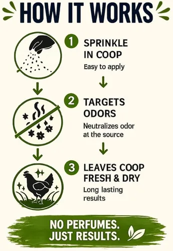 Vista 4 de Healthy Ponds Dr. Connie's Odor Lok Coop Desodorizador Reduce naturalmente los olores de Coop Control de olores para gallineros de patio trasero