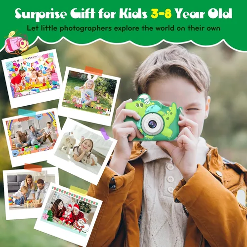 Vista 4 de Juguetes de cámara para niños, cámara digital para niños de 3 a 8 años, juguetes de dinosaurio de viaje, regalo de cumpleaños de Navidad para niños