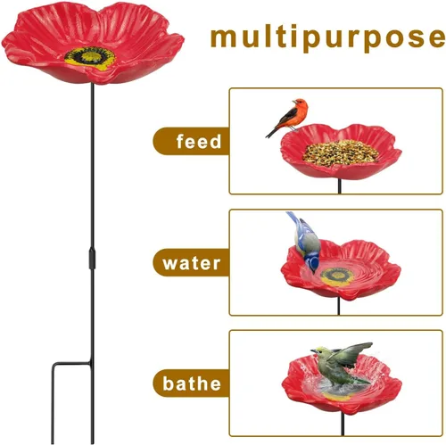 Vista 2 de MIXXIDEA Comedero para pájaros de girasol para exteriores, pequeña bandeja para pegar en el suelo, bonita bandeja para decoración de jardín al aire