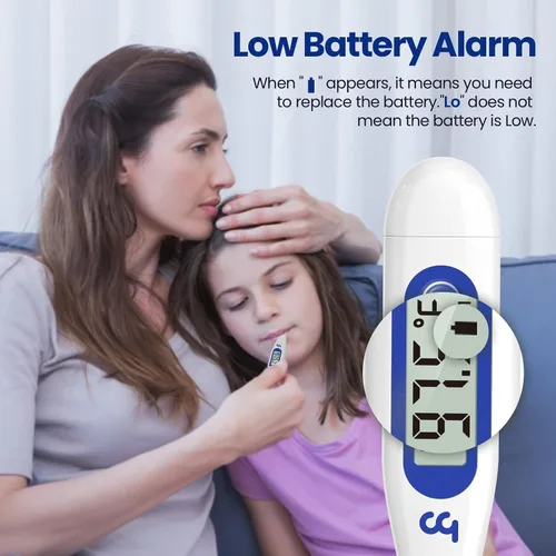 Vista 2 de Termómetro Femometer para adultos y niños, termómetro digital con alerta de fiebre, recuperación de memoria, C/F intercambiable, para uso oral