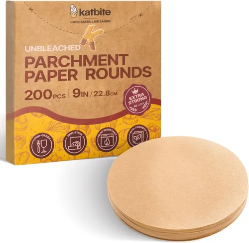 Vista 17 de Katbite 200 piezas de papel pergamino redondo de 4 pulgadas, sin blanquear y antiadherente, círculos de pergamino precortados para moldes Marrón