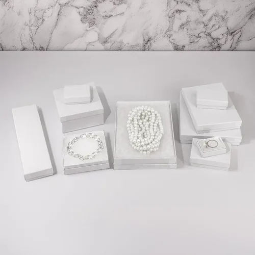 Vista 5 de TheDisplayGuys - Paquete de 25 cajas de cartón rellenas de algodón #10 para joyas, color blanco mate (1.9 x 1.3 x 0.7 pulgadas), para envío