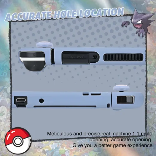 Vista 3 de DLseego Diseño de funda acoplable para Switch OLED, funda protectora antideslizante de absorción de golpes y controlador Joy Con con 1 colgante