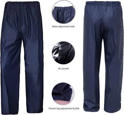 Vista 5 de Traje de lluvia para hombre, ligero, impermeable, protector impermeable (chaquetas y pantalones), ropa de trabajo para la lluvia