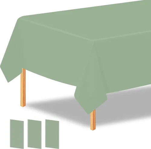 Vista 42 de 2 manteles de plástico color beige, 54 x 108 pulgadas, rectangular, desechables, para cumpleaños, bodas, pícnic, fiestas de vacaciones
