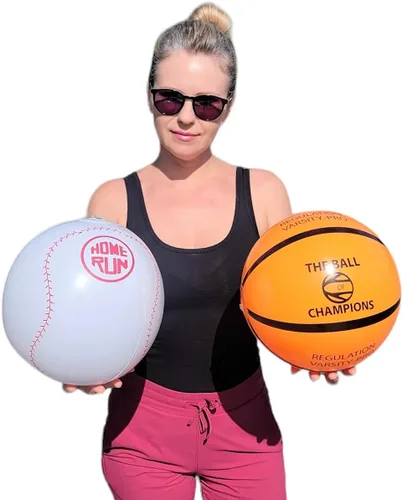 Vista 3 de Zugar Land Surtido de pelotas de playa deportivas de 16 pulgadas (fútbol, pelota de fútbol, béisbol y baloncesto) juguete inflable para fiesta