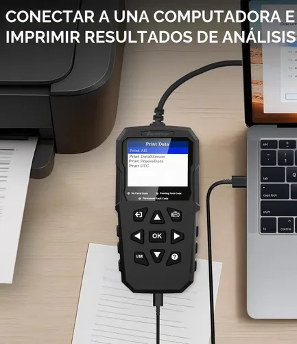 Vista 8 de Escáner OBD2, V880 - Lector de código de luz de motor para automóviles y camiones con reinicio, datos en vivo, prueba de humo I/M, escáner de Negro