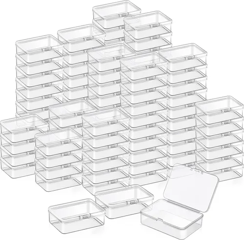 Vista 12 de SATINIOR 100 Piezas Cajas de Almacenamiento de Perlas de Plástico Transparente Cajas Pequeñas Claras con Tapa con Bisagras Estuche de Plástico