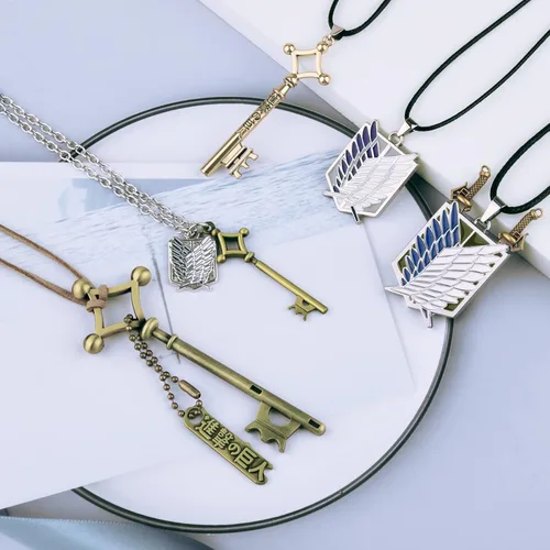Vista 5 de Vancle Anime Aot Eren - Collar con colgante de llave de Ataque a Titán Alas de la Libertad