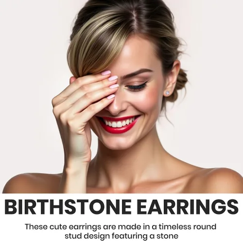 Vista 5 de Birthstone Stud Earrings for Women 925 Sterling Silver Gemstone Jewelry Anniversary Birthday Christmas Gifts for Women