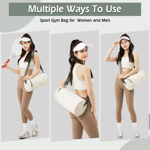 Vista 6 de Bolsa de gimnasio pequeña para mujer, A8-Beige y Verde