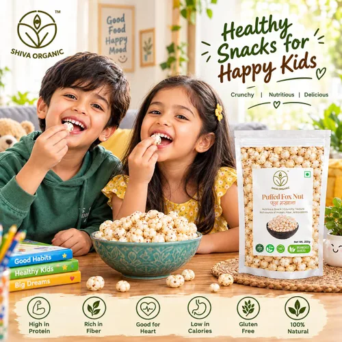 Vista 2 de Shiva Organic Phool Makhana 5.29 oz (150g) Semillas de loto crudas