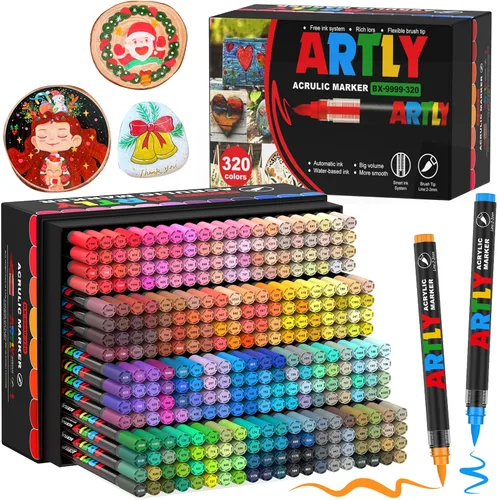 Vista 13 de Amamao Marcadores de pintura acrílica, bolígrafos de punta de pincel suave y marcadores, bolígrafos de pintura acrílica para madera, piedra, lienzo