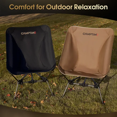 Vista 12 de Camptime Silla de camping portátil, silla de mochilero compacta ligera con bolsillo lateral, silla plegable de asiento ancho para camping