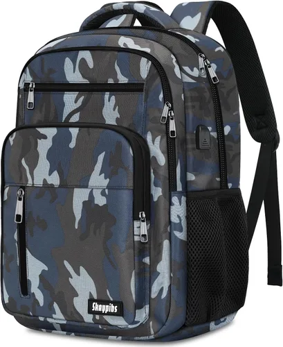 Vista 10 de Mochila Skaypibs para Mujeres y Hombres, Mochilas para Trabajo y Viaje con Porta Laptop, A6-Beige, 15,6 pulg., Moderno