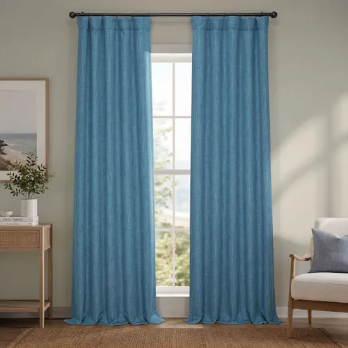 Vista 5 de HPD Half Price Drapes - Cortinas de lino sintético para sala de estar (2 paneles) - 100 pulgadas de ancho x 84 pulgadas de largo - Cortinas