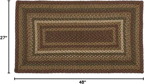 Vista 2 de VHC Brands Tea Cabin - Alfombra rectangular de yute rústico a rayas verdes con almohadilla para el suelo, 27 x 48 pulgadas