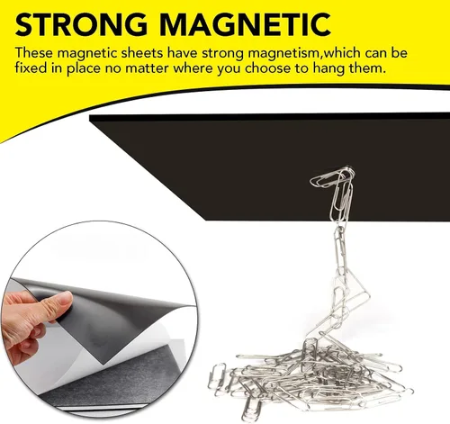 Vista 5 de DIYMAG Imanes para tarjetas de visita de 3.5 x 2 pulgadas, 45 paquetes de láminas magnéticas flexibles con adhesivo despegable y pegajoso, imán