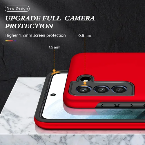 Vista 3 de Funda para Galaxy S21 FE 5G con película nano a prueba de explosiones, paquete de 2 fundas invisibles de grado militar, doble a prueba de golpes