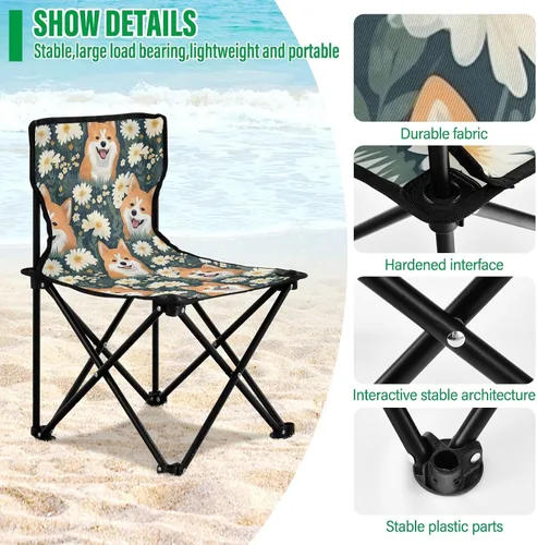 Vista 5 de Al aire libre plegable lindo Shiba Inu perro camping sillas para adultos silla de camping portátil silla de césped ligero 202a4626