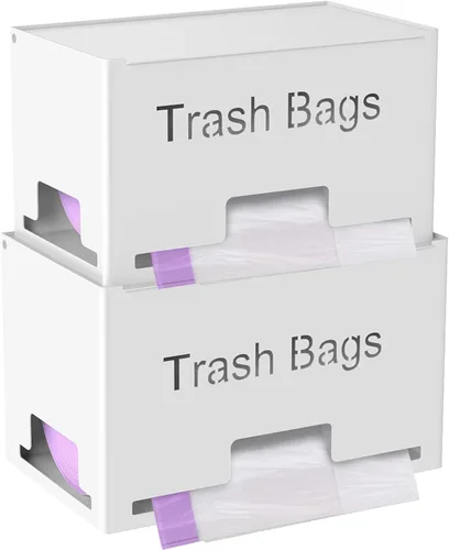 Vista 12 de STWWO Dispensador Grande para Bolsas de Basura, Dispensador de Bolsas de Basura de Metal con Soporte para Rollos, Organizador de Almacenamiento