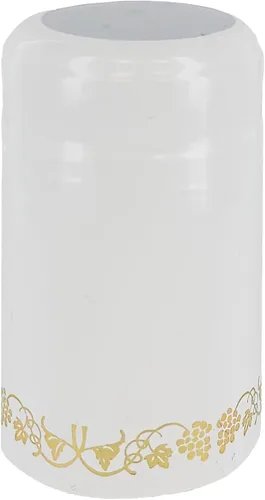 Vista 2 de Cápsulas termorretráctiles de PVC para botellas de vino - 100 unidades (blanco con oro)