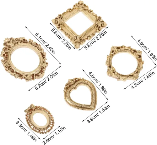 Vista 2 de 10pcs Mini Vintage Gold Picture Frames for Jewelry Display Crafts