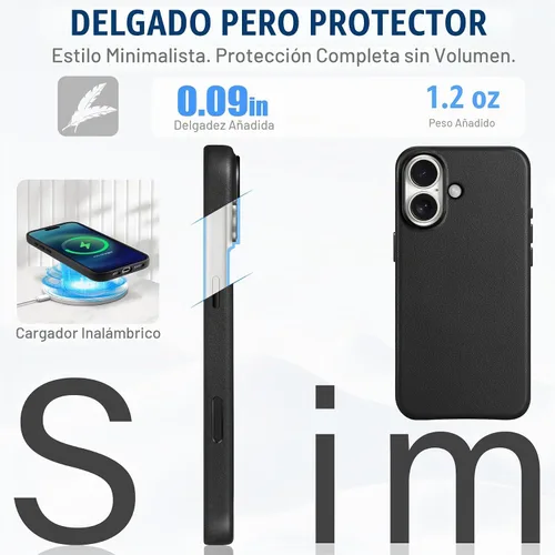 Vista 6 de SHIELDON Funda de piel auténtica para iPhone 17 de 6.3" 2025, color negro