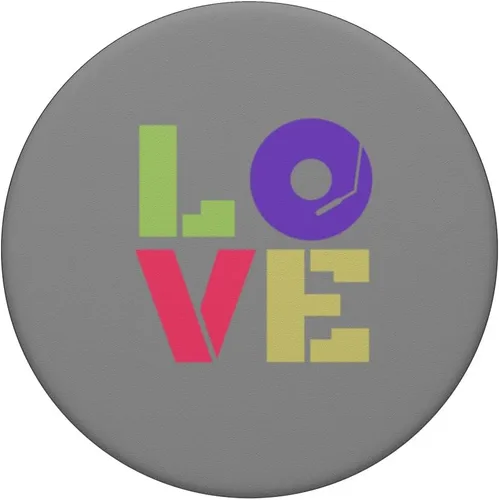 Vista 3 de Love 90s Retro Music Turntable PopSockets Adhesive PopGrip