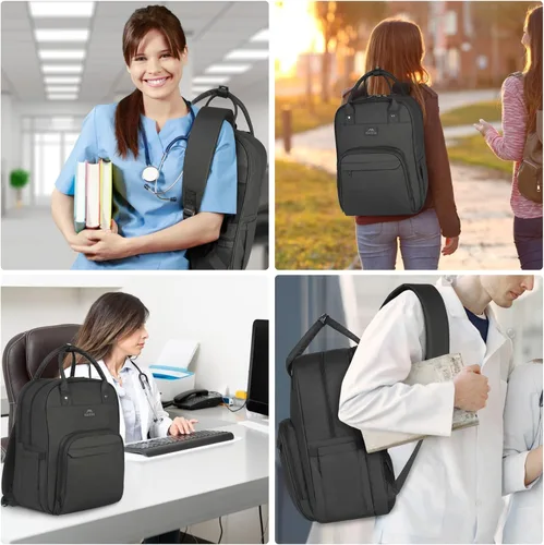 Vista 9 de MATEIN Bolsa de mensajero para hombre, bolsa cruzada de 15.6 pulgadas, mochila de trabajo, mochilas de viaje médicas acolchadas impermeables