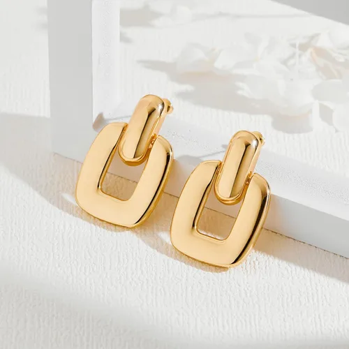 Vista 6 de Aretes colgantes de aro dorados y plateados para mujeres y niñas, aretes retro de múltiples estilos, joyería para regalo de fiesta de cumpleaños