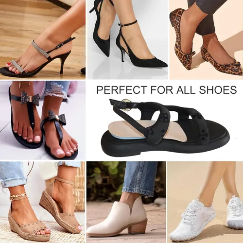 Vista 7 de 2 pares de cojines de talón de piel de cerdo para mujer, fascitis plantar, espolón óseo en el talón, tendón de Aquiles, adhesivo de 0.32 pulgadas