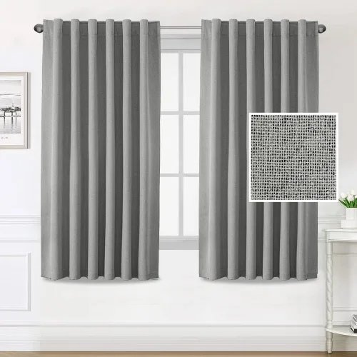 Vista 27 de H.VERSAILTEX Cortinas 100% opacas con aspecto de lino para dormitorio, cortinas de bloqueo de luz con doble cara de lino con pestaña trasera