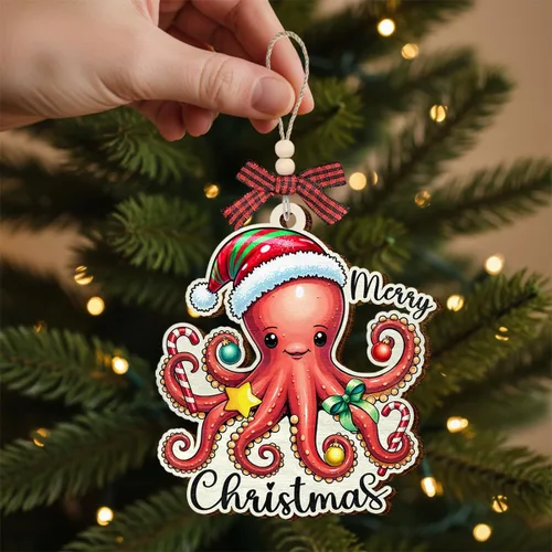 Vista 4 de Adorno de pulpo 2025, regalos de pulpo para amigos, mujeres, compañeros de trabajo, regalos para amantes de los animales con temática oceánica